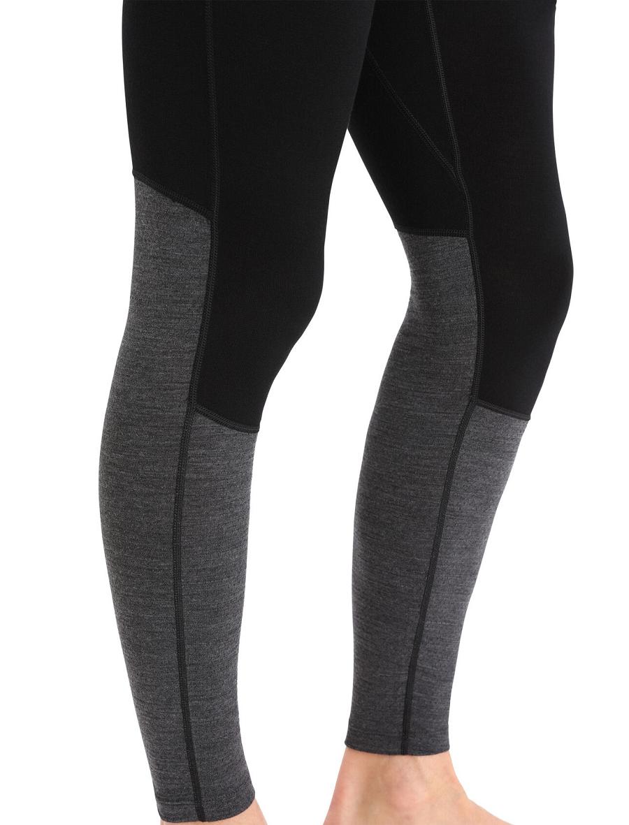 Black / Jet Heather Men's Icebreaker Merino 260 ZoneKnit™ Merino Leggings | USA 1130RVDW